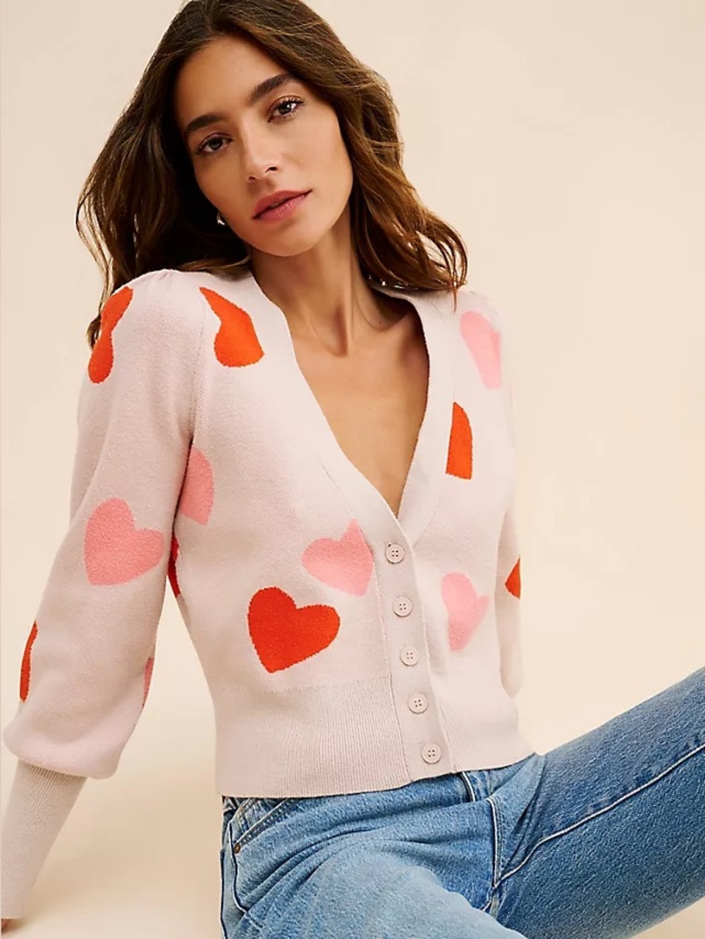 Anthropologie Maeve Lily Heart Cardigan